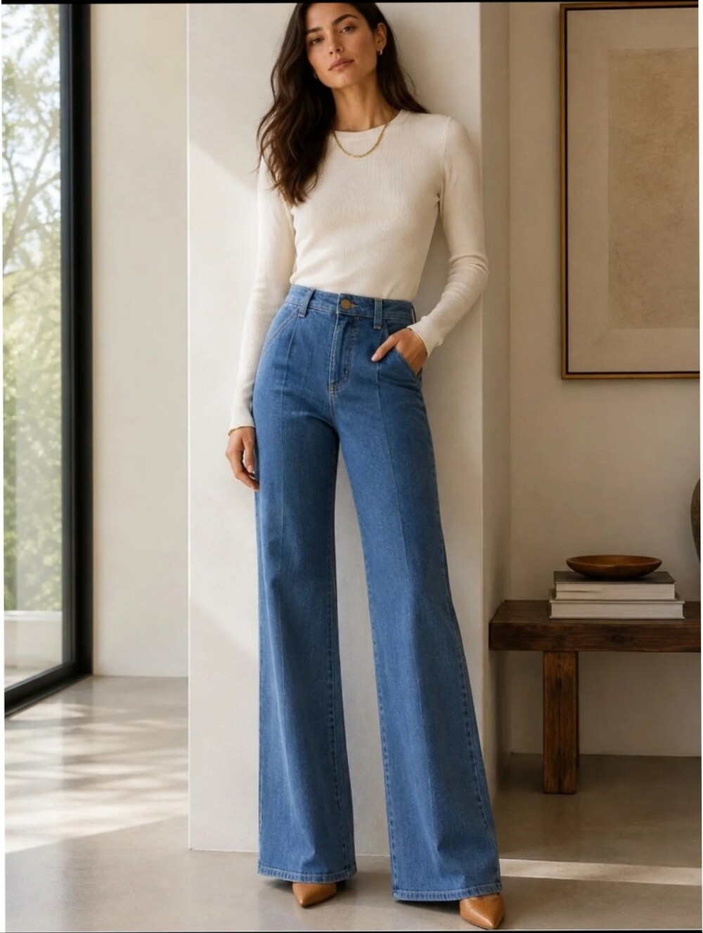 L'Agence Weston High Rise Wide Leg Trouser Jeans Pants Medium Blue W25